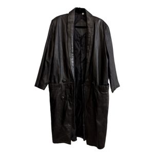 Vintage Preston and York long 100% leather trench Coat made in Korea